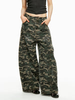 Washed Camo Wide Leg Jeans