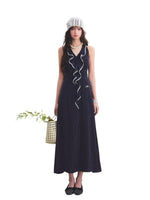 Navy Blue Polka Dot Ruffle Dress