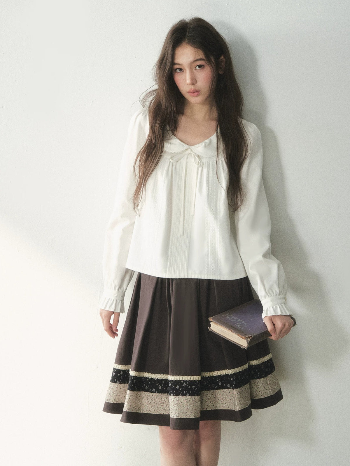 Floral Patchwork A-Line Midi Skirt