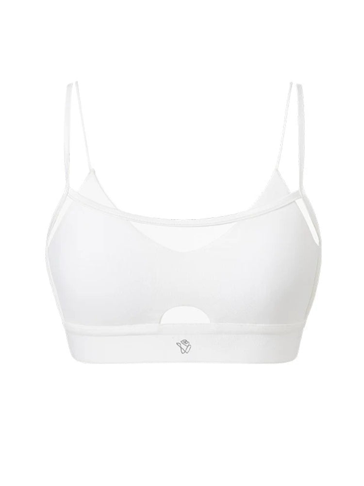 Mesh Cutout Layered Triangle Bra