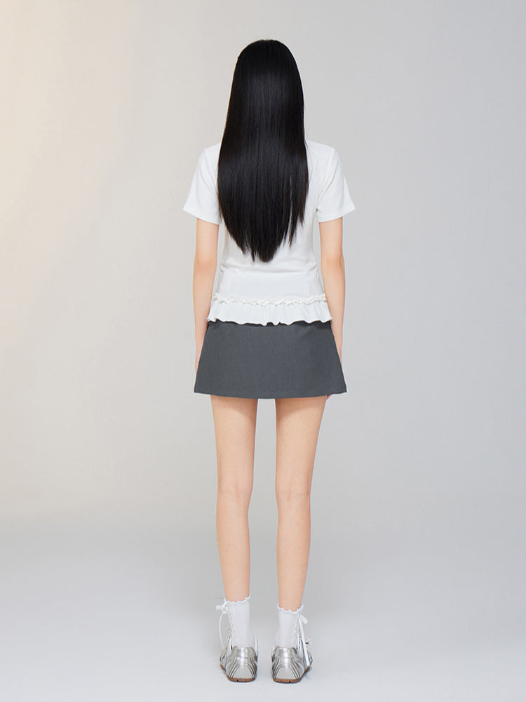 Ballet-style Bow-adorned Short sleeve Top