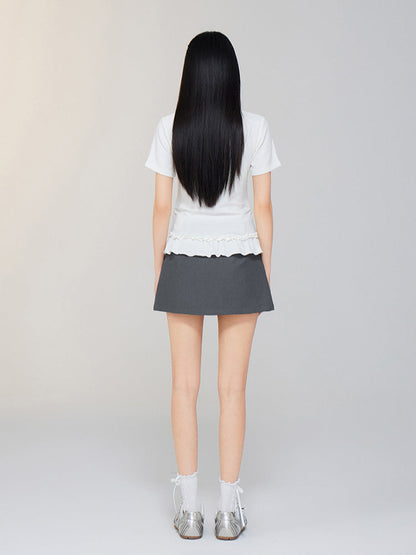 Ballet-style Bow-adorned Short sleeve Top