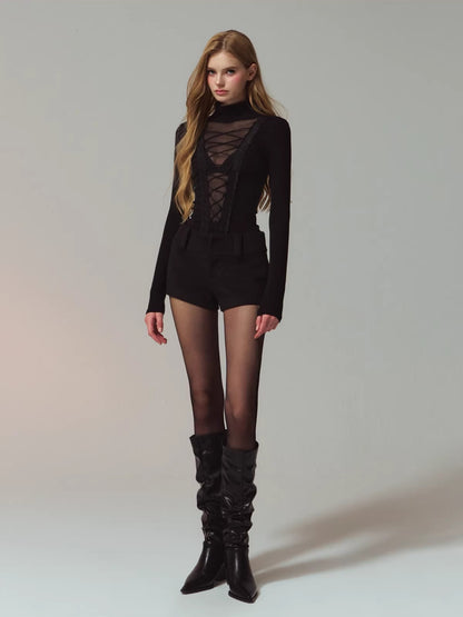 Low Rise Wool Mini Shorts