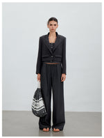 Pleated Drawstring Wide Trousers