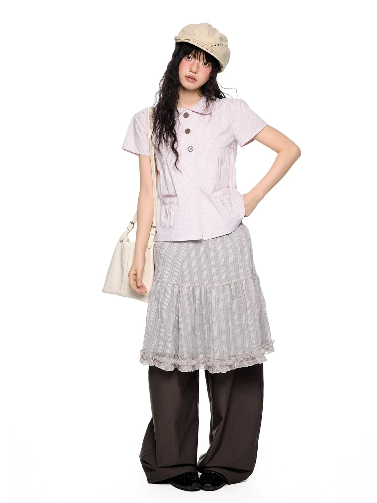 Plaid Bubble Chiffon Skirt