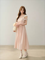 Pink Grid Drape Dress
