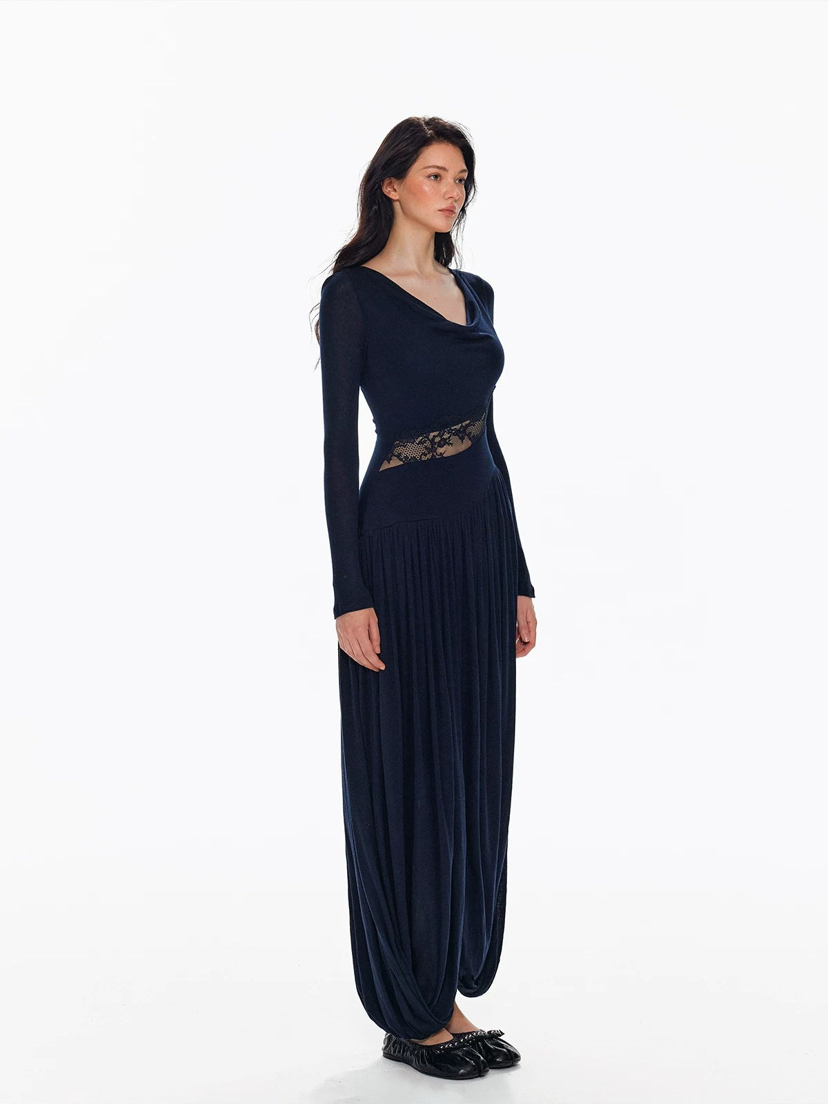 Tencel Wool Lace Waist Knit Dress