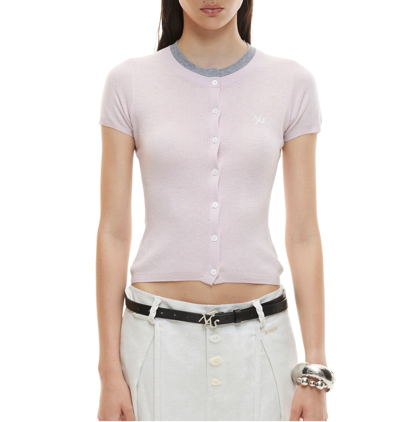 Contrast Collar Knit Tee