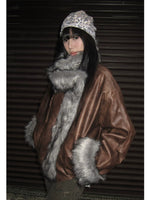 Faux Leather Fur Lined Jacket