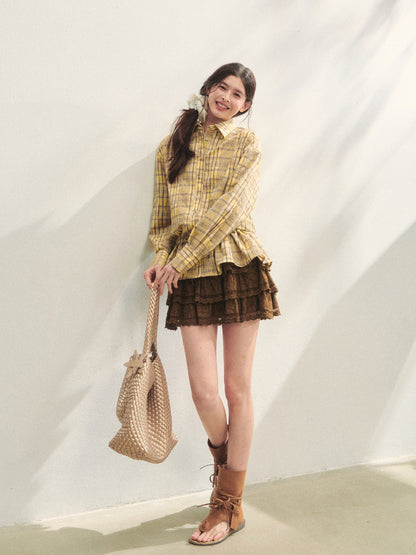 Multi-layer Ruffle Elastic Waist Tiered Skirt