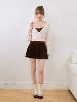 Silk Wool Wrap V-Neck Knit Top
