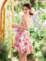 Floral Halter Off-Shoulder A-line Dress