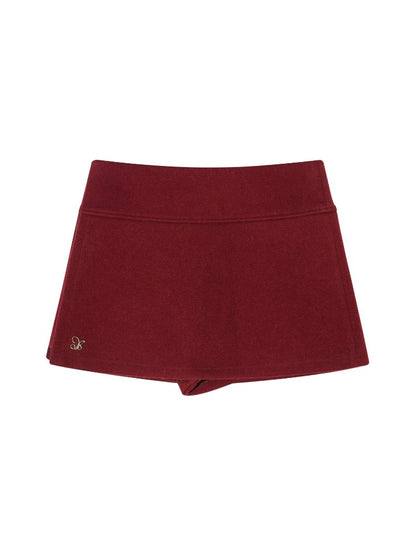 Faux-Layer Wool A-Line Skort