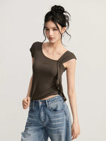 Asymmetric Draped Slim T-Shirt