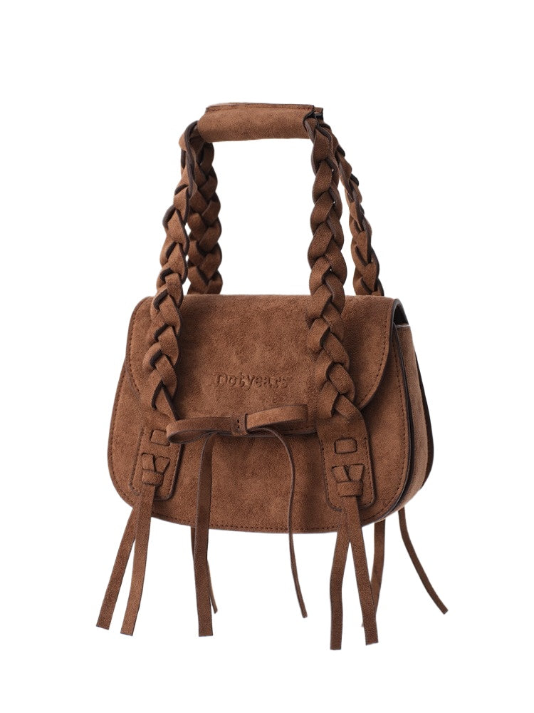Suede Braided Handle Mini Bag