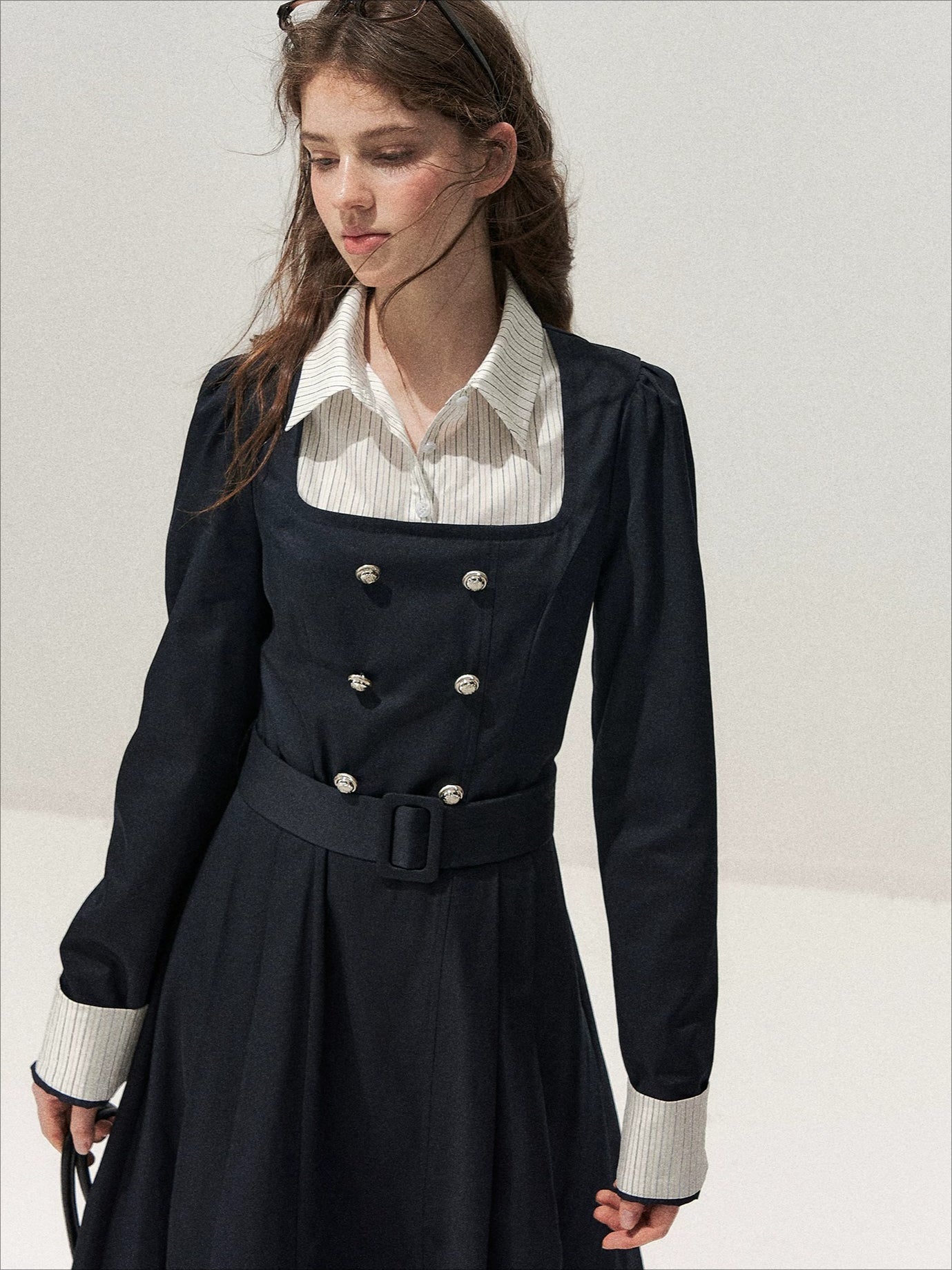 Vintage Mock-Layer Trench Dress