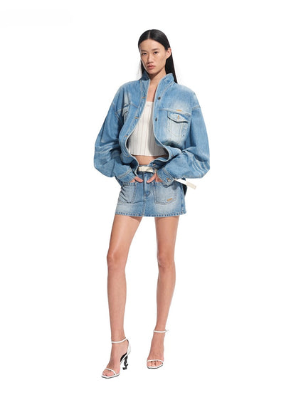 Lynx Washed Denim Skirt