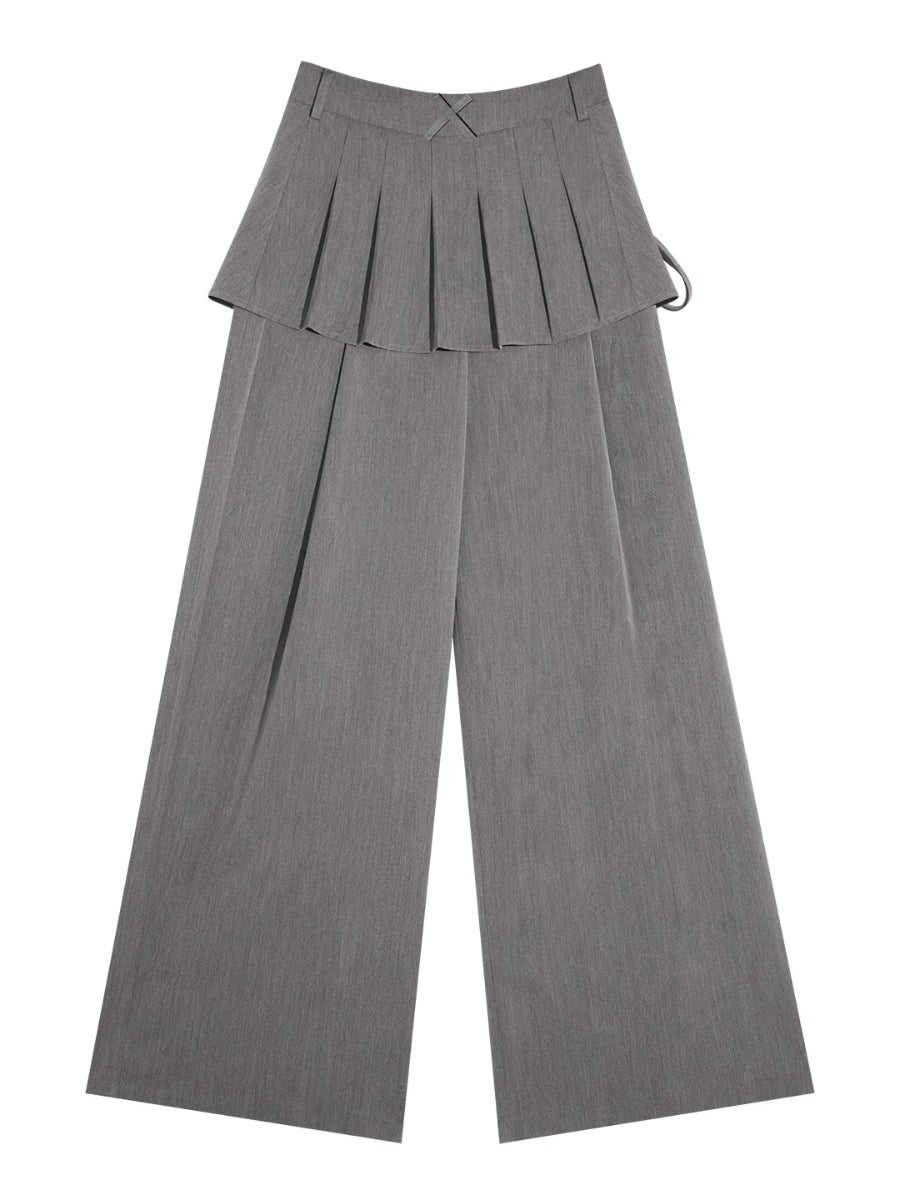 Pleated Layer Wide-Leg Pants