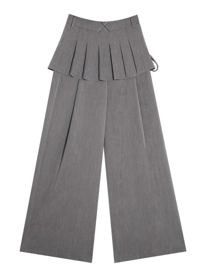 Pleated Layer Wide-Leg Pants