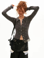 Soft Ruffle Trim V-Neck Cropped Knit Top