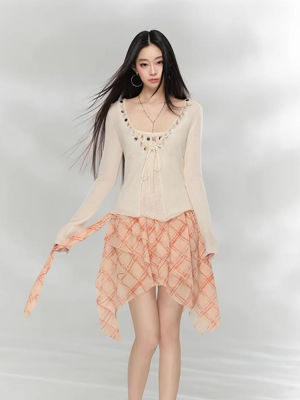 Beaded Knit Cardigan &amp; Tank Top Set