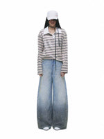 Gradient Whisker Wide Leg Jeans
