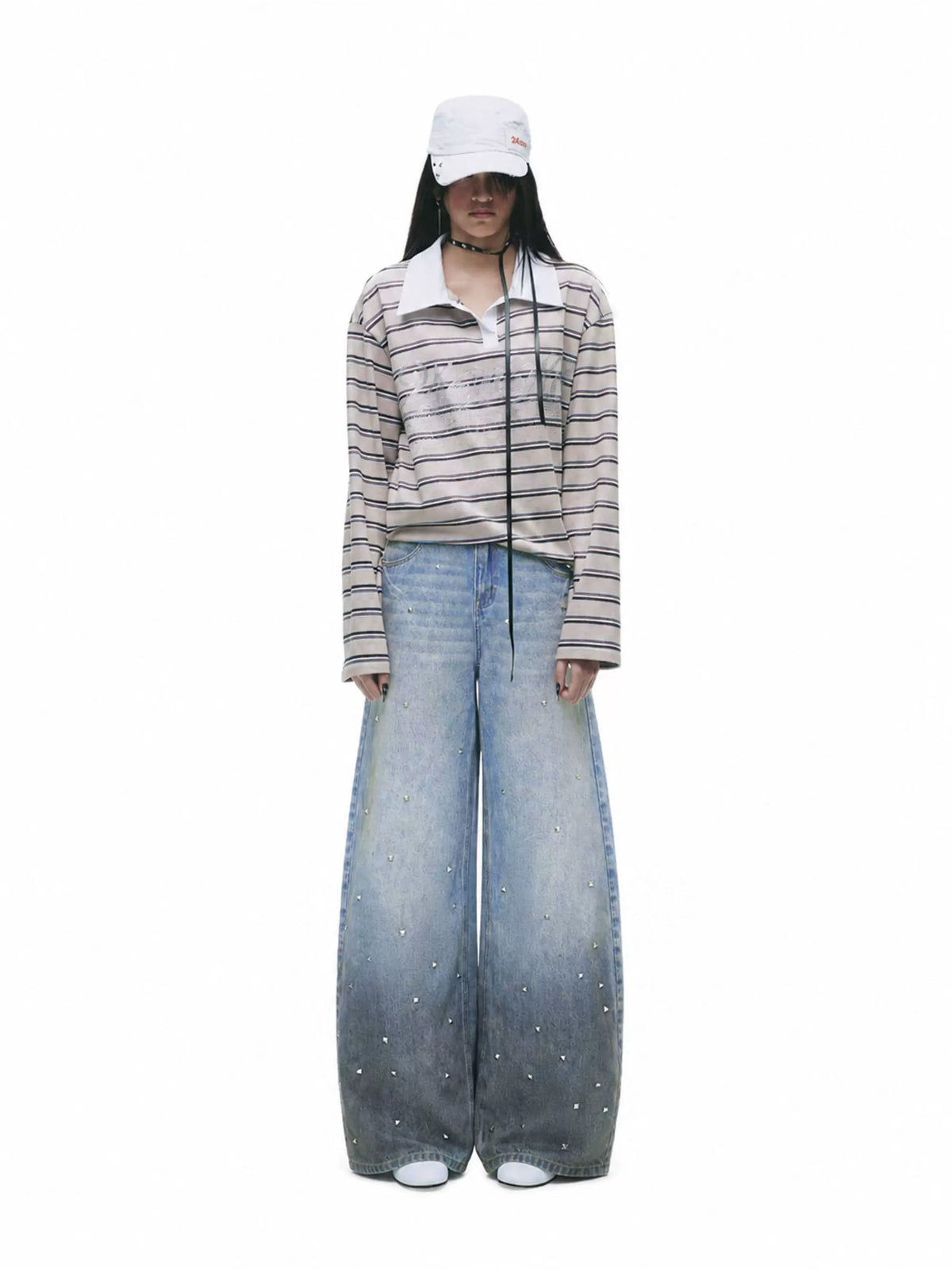 Gradient Whisker Wide Leg Jeans