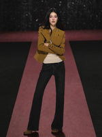 Asymmetric Diamond Quilted Faux Suede Jacket