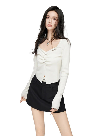 Black &amp; White Wide Neckline Sweater