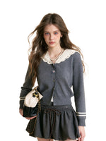 Gray Sailor Collar Cardigan