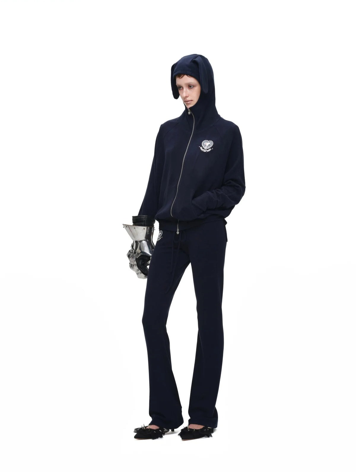 Dog-Ear Hoodie &amp; Flared Pants Set