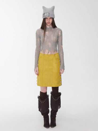 Mohair Distressed Cutout Sweater