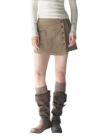 Oat Gray Corduroy Mini Skirt