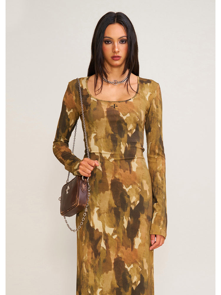 Vintage Hurricane Silk Fade Body Dress Hurricane Camouflage