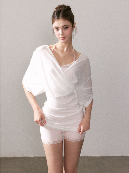 Lyocell Sun-protection Knit Short-Sleeve T-shirt