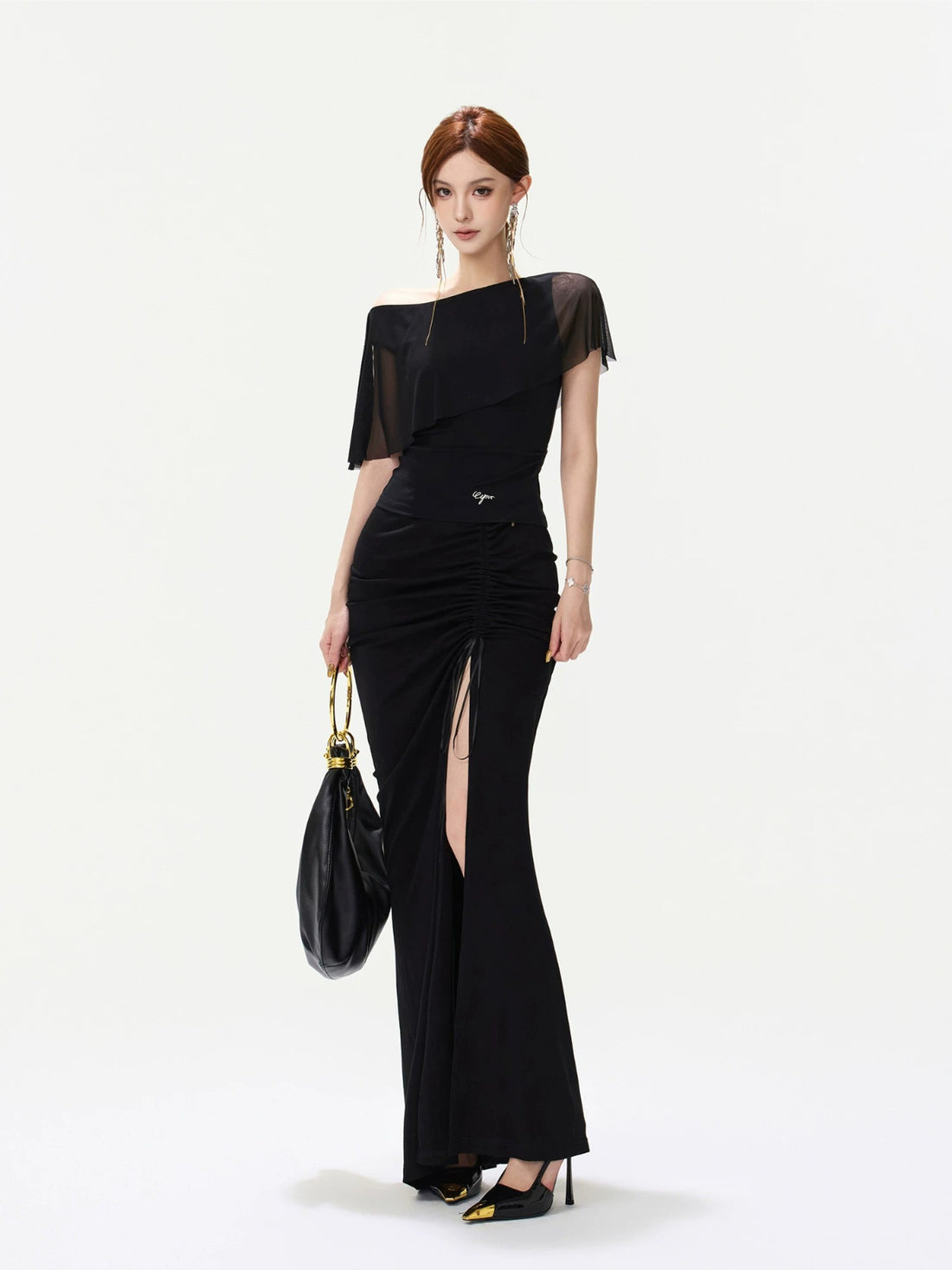 Sheer Ruffle Shoulder Top