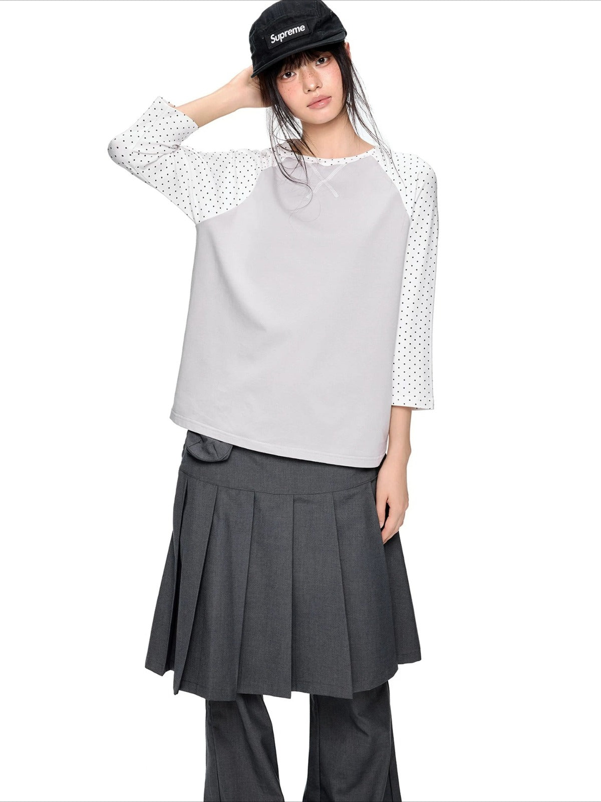 Contrast Stripe Dot Tee