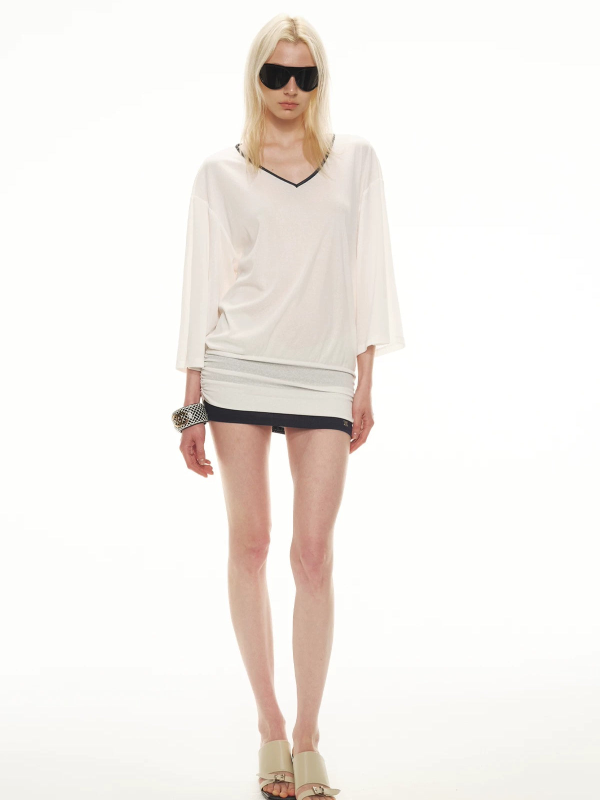 Contrast V Neck Dress