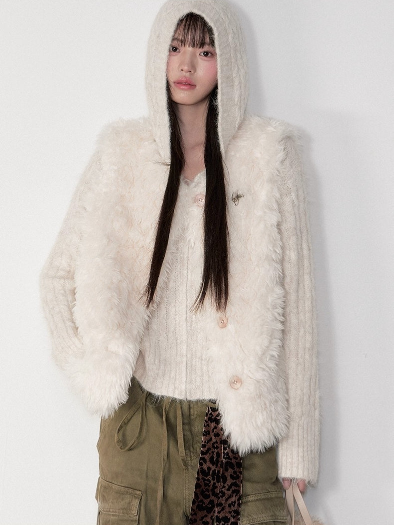 Shearling Logo Pin Curly Vest