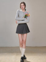 Mist-Grey Pleated Skirt