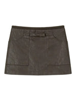 Vintage Bow PU Leather Skirt