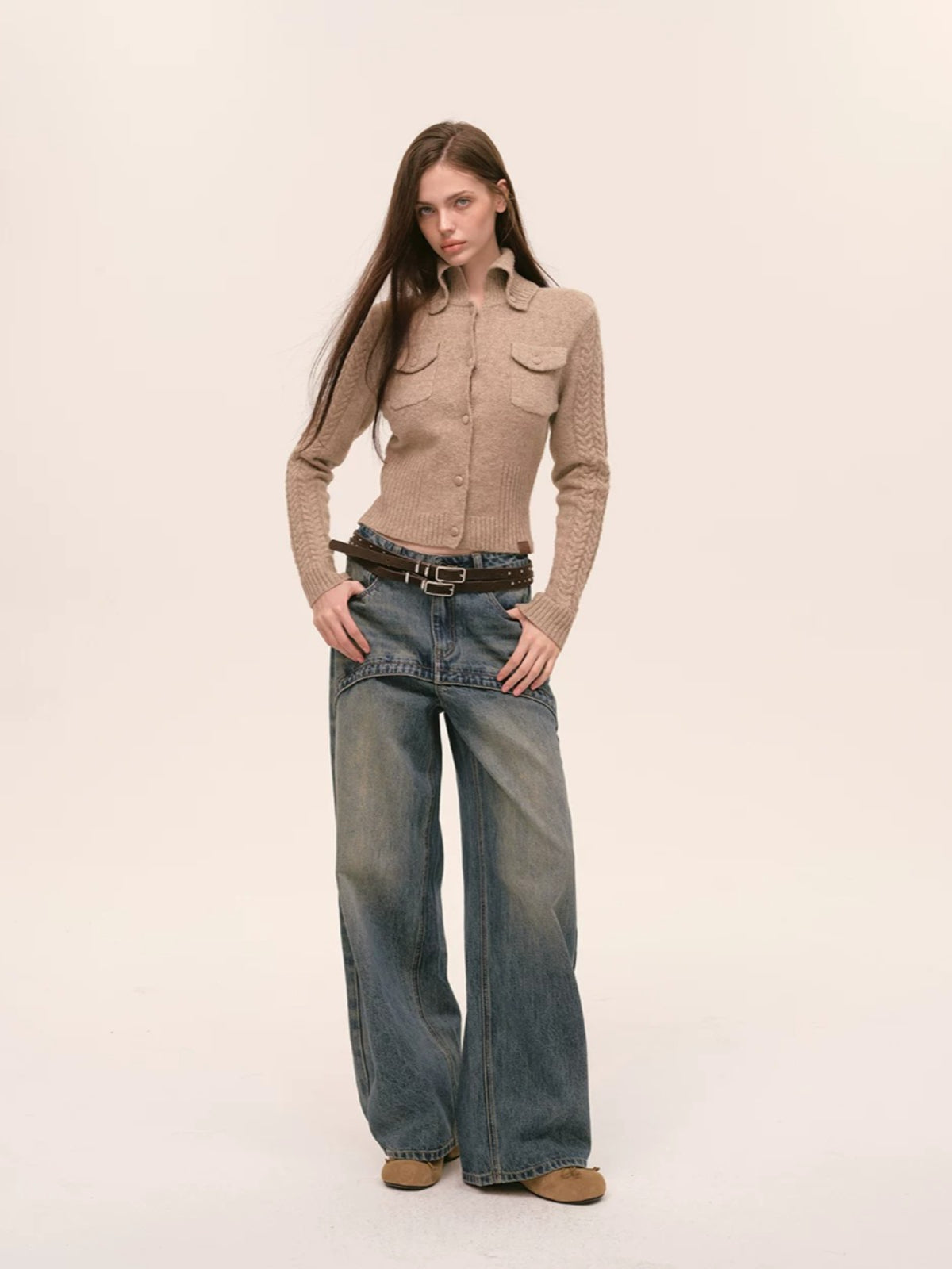 Vintage Layered Wide Leg Jeans