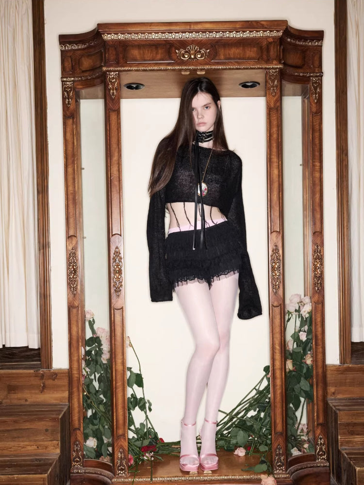 Mohair Sequin Sheer Top