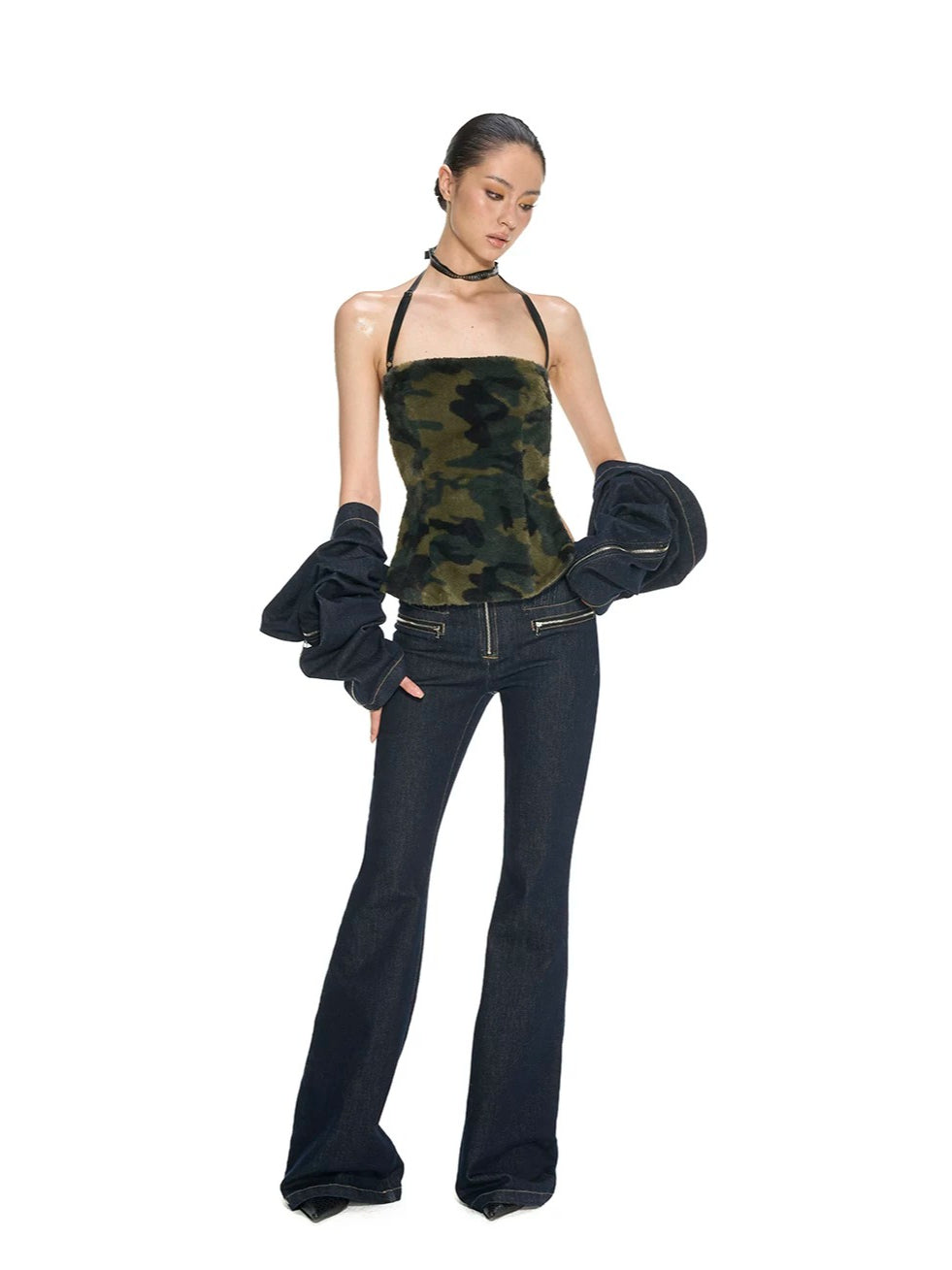 Camo Plush Halter Top