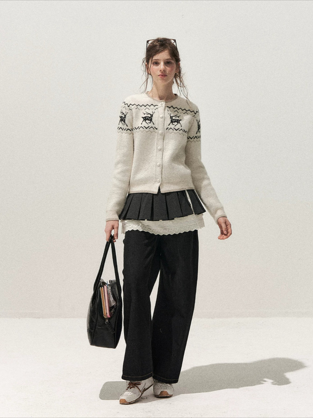 Deer Fair Isle Knit Cardigan