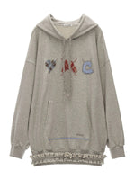 Plaid Embroidered Hooded Sweatshirt Dress