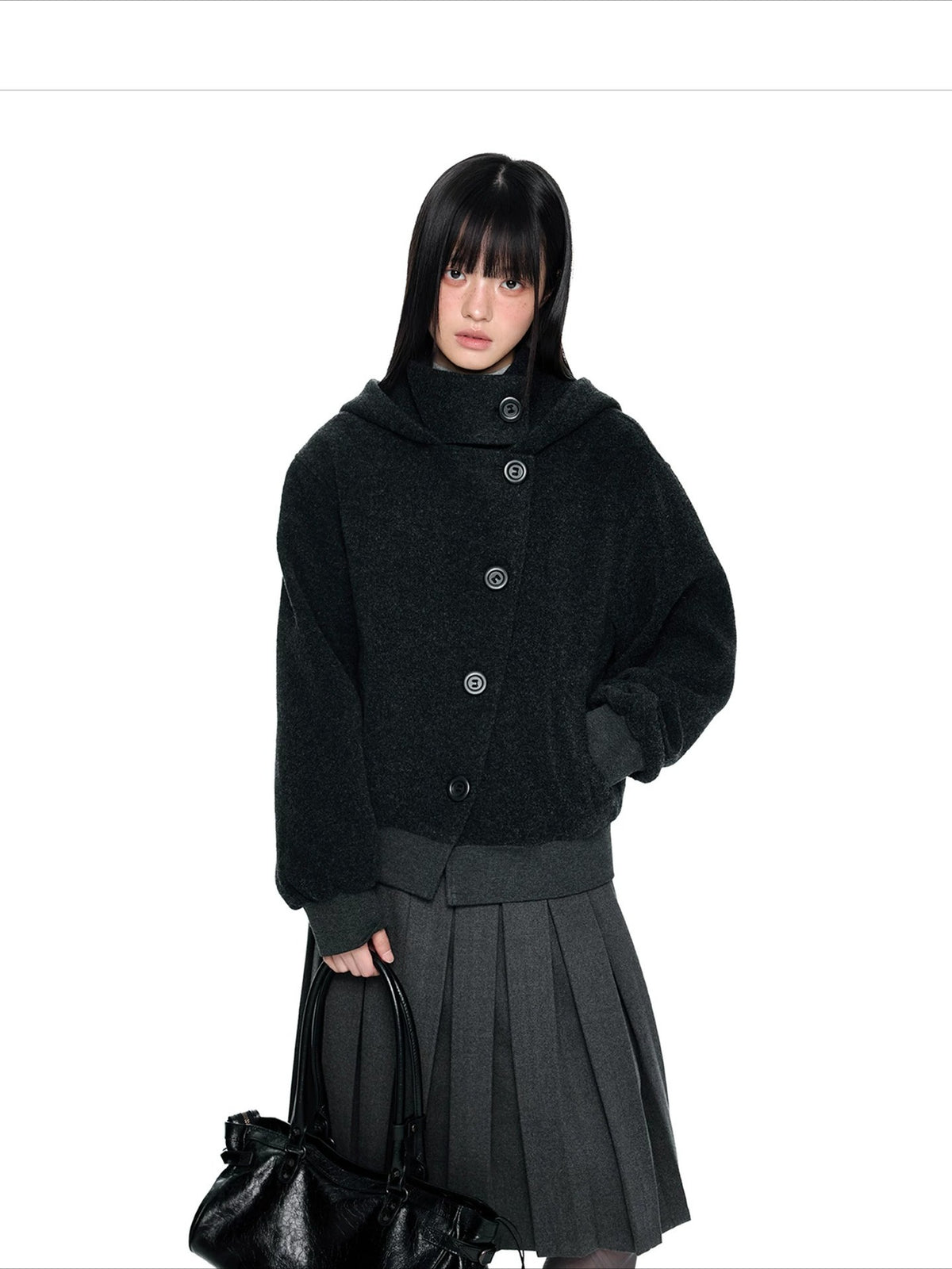 Hooded Wool Blend Jacket