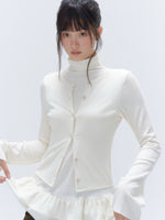 Ruffle Layered-Look Mock-Neck Top
