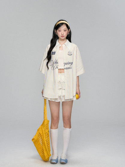 Striped Jersey Shirt Coat &amp; Skirt Set