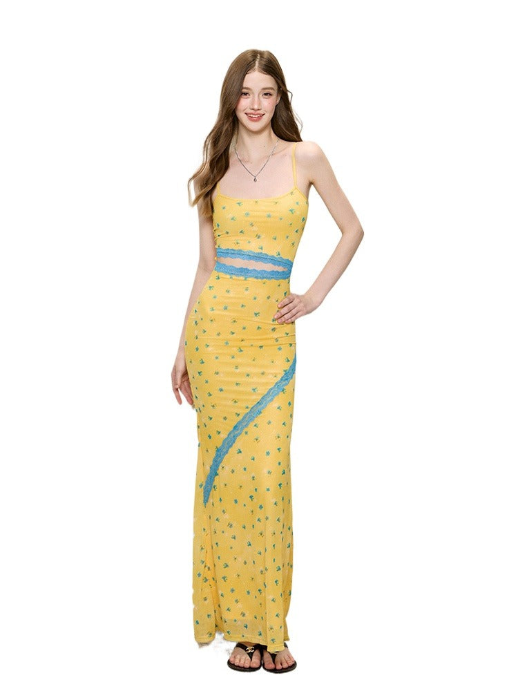 Molly Yellow Cut-Out Floral Midi Dress